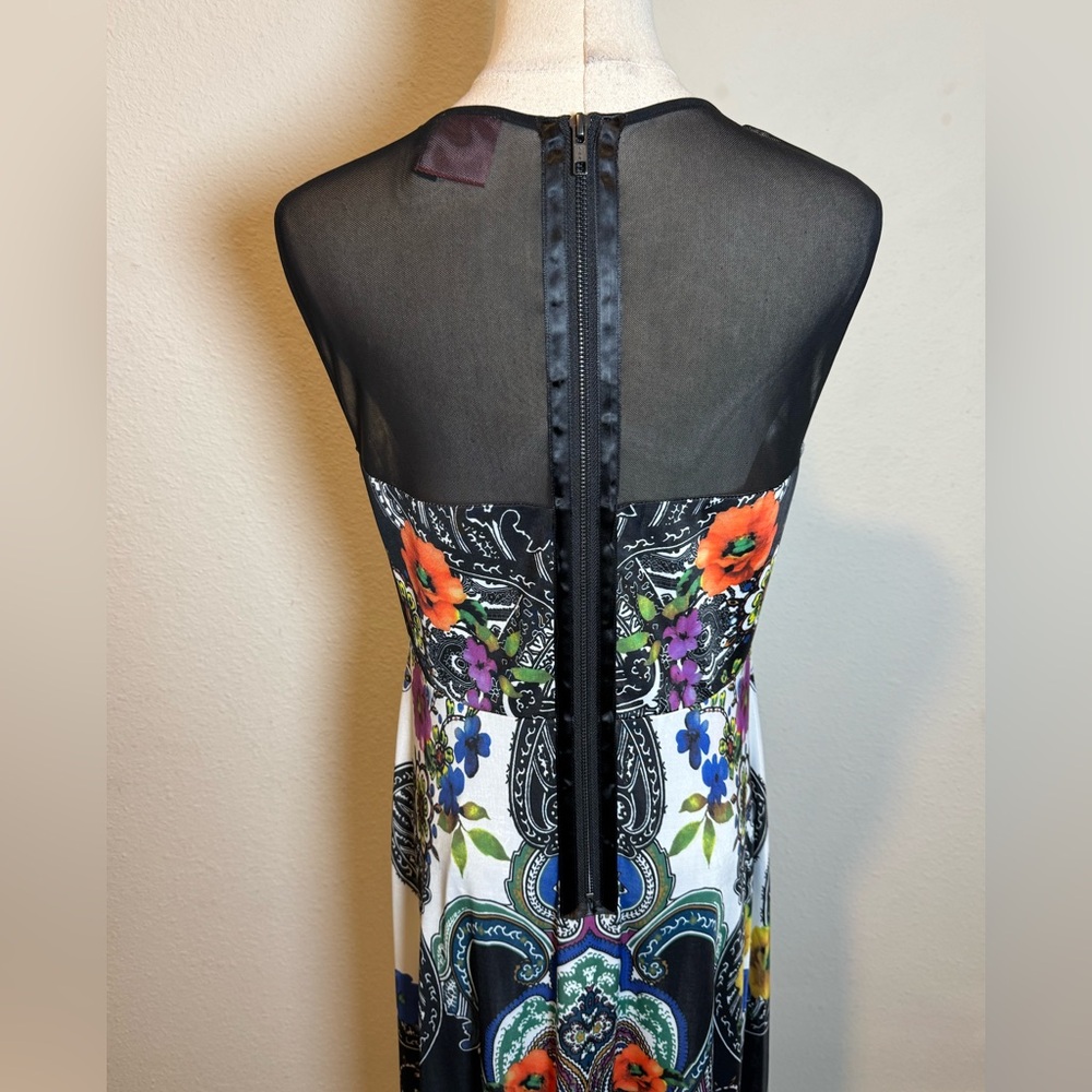 NWT Simon Chang Collection Colorful Paisley Floral Fringed Maxi Dress - Picture 8 of 13